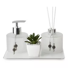 Kit Lavabo Luxo Difusor E Saboneteira Com Bandeja 