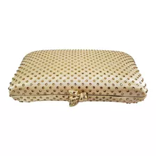 Bolsa Feminina Pedraria Dourado Luxo Square Fecho Abelha