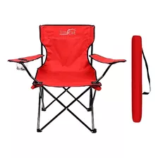 Silla Plegable Con Soporte Para Brazo Camping Exterior Playa Color Rojo