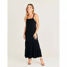 Vestido Midi Cava Americana - Preto