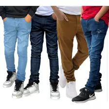 Kit 4 Calças Jeans Infantil Juvenil Masculina 02 Ao 16 