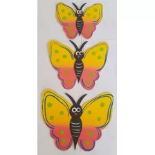 Trio De Borboleta Em Mdf 3d Pintado A Mão Decoração Parede