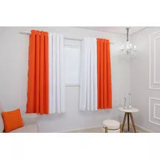 Cortina Duo Sala/quarto Oxford 600x180 Duas Cores Cor Laranja