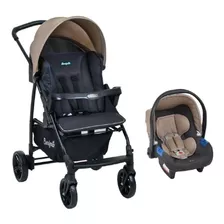 Carrinho De Bebê De Paseio Burigotto Ecco Travel System Cz Bege Com Chassi De Cor Preto