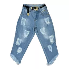 Calça Jeans Infantil Destroyed Moda Blogueira Menina Diva