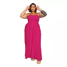 Vestido Plus Size Lastex Longo Alcinha Regulável Moda Verão