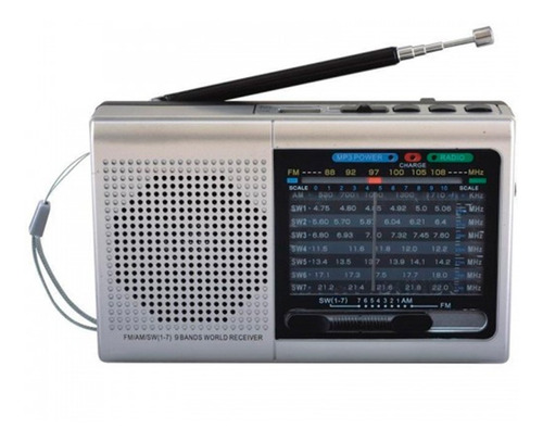 Radio Portatil Am-fm 9 Bandas Recargable Usb Bluetooth + Mp3
