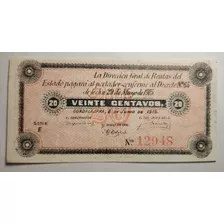 Billete Bilinbique 20 Centavos Guadalajara, Jalisco 1915.