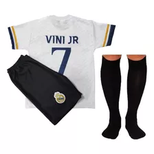 Kit Conjunto Infantil Futebol Camisa Short + Com Meião Preto