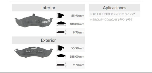 Balata Delantera De Disco Ford  Thunderbird 89-92 Foto 5