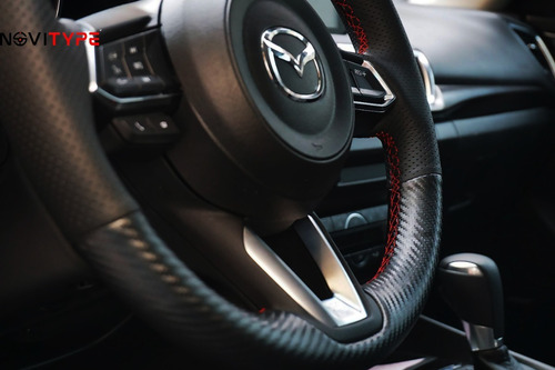 Funda Volante Mazda 3 2 Cx3 2016-2019 Fibra Carbon Piel Real Foto 2
