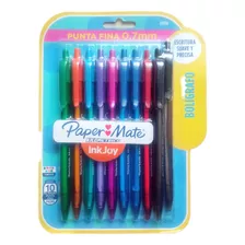 10 Bolígrafos Paper Mate Punta Fina 0.7 Mm Escritura Suave 