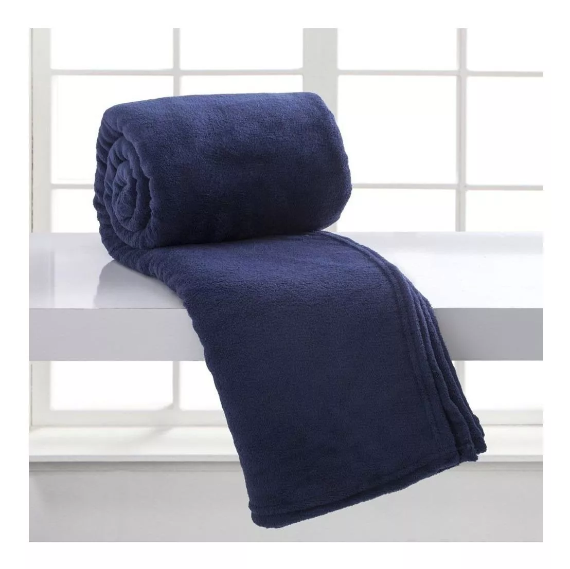 Cobertor Corttex Home Design Microfibra 2 Corpos Cor Azul-marinho Com Design Liso De 2.2m X 1.8m