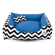 Cama P/ Cachorro Gato Caminha Pet 70x70 100% Lavável+ Brinde Cor Chevron Azul