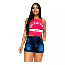 Top Cropped Feminino The Bad Girl, Com Bojo, Verão Ref 288