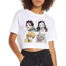 Camisa Anime Cropped Demon Slayer Feminino Com Manga 2022