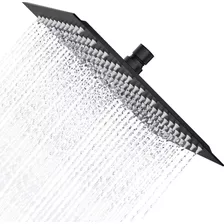 Flor Ducha Lluvia Pared Techo Metal Negra Baño Cuadrada 20cm