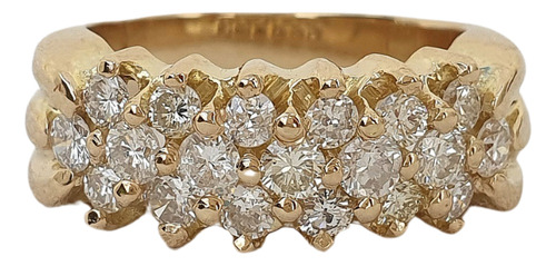 Anel De Ouro 18k 750 Com Diamantes 0,80ct Amarelo 17