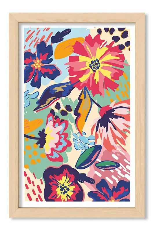 Cuadros Modernos 20x30 Chato Natural Arte Floral 4 Madera Natural