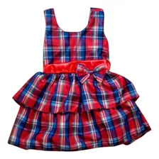 Vestido Infantil Xadrez Menina Com Detalhe Laço - 1/2 Anos