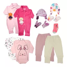 Kit Com 10 Peças Roupa Bebê Enxoval Menino E Menina Inverno