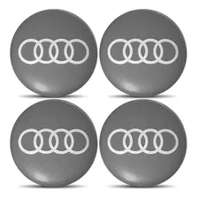 Jogo 4 Emblema Logo Adesivo Roda Audi 55mm