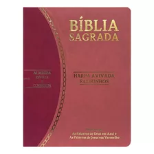 Bíblia Sagrada Slim Grande | Rc | Letra Grande | Harpa Avivada E Corinhos | Rosa E Pink