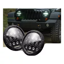 Farol Fusca Kombi Jeep Opala Angel Eyes Led 75w 7pol - Par