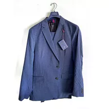 Traje Daniel Cremieux Azul A Cuadro Pequeño 44l C39