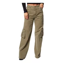 Calça Feminina Sarja Wide Leg Cargo Sawary Oferta