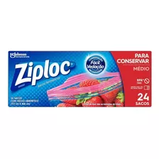 Saco Sache Ziploc Hermético Médio Com 24 Unidades