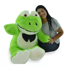 Sapo Gigante De Pelúcia Grande - 130 Cm Verde Com Laço