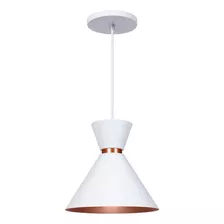 Pendente Lustre Berlin 23cm Em Alumínio Branco Com Cobre 110v/220v