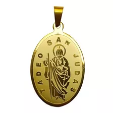 Dije San Judas Tadeo Medalla Oval Acero Inoxidable + Cadena
