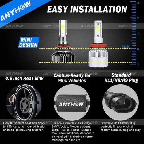 Set 2 Bulbos 9005 Hb3 H10 9145 12v Led Cob Chips Xenn 6000k Foto 5