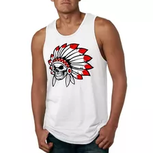 Camiseta Regata Caveira Indígena Cacique 100% Algodão