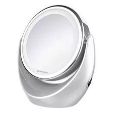 Espejo Doble Aumento 360° Luz Led Maquillaje Bessence - Rex Color Del Marco Blanco