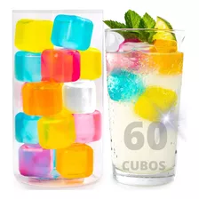 60 Cubos De Gelo Artificial Reutilizável Coloridos Quadrado