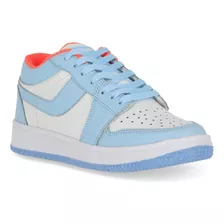 Tenis Dama Sneakers Urban Azul Con Cintas 565-54