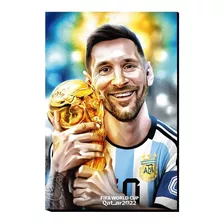 Cuadro Decorativo Messi Argentina Campeón Del Mundo