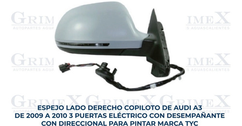 Espejo Audi A3 Hatchback 2009-09-2010-10 Elect C/direcc Ore Foto 10