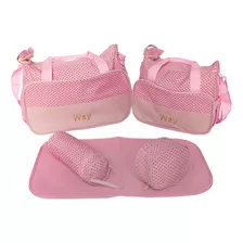 Kit Bolsa Maternidade Importway Iwkbmrs - Rosa Desenho Do Tecido Bolinhas