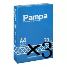 Pack X3 Resma Pampa A4 500 Hojas 70g 