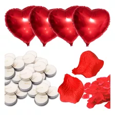 Kit Romântico - 500 Pétalas De Rosas + 16 Velas + 10 Balões