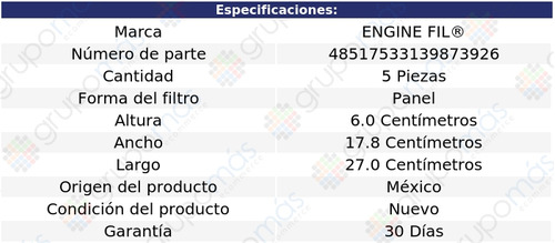 5 Filtros De Aire Engine Fil Santa Fe V6 2.7l 2007 A 2009 Foto 2