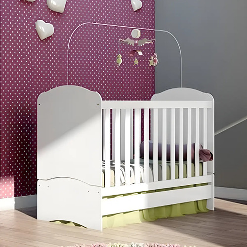 Berço Mini Cama 3 Em 1 Com Regulagem Bala De Menta Henn Cor Branco