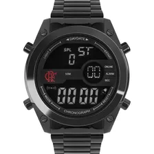 Relógio Digital Flamengo Masculino Preto Em Aço Premium Top