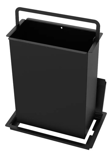 Lixeira Retangular De Embutir Bancada Pintada Preto 5,1 L