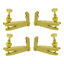 Micro Afinador P/ Violino 3/4 E 4/4 Fixo Dourado Kit 4 Pçs