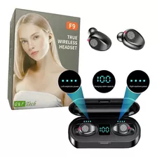 Auricular Inalámbrico Bluetooth F9 Tws Premium Tactil Led Color Negro